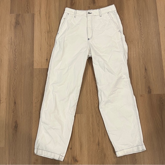 Zara White Stitch Detail Pants - Picture 2 of 4